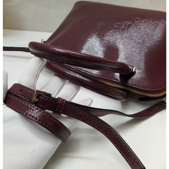 Kate Spade Plum Purple Patent Leather Top Handle Zipper Satchel Shoulder Bag - Picture 6 of 16